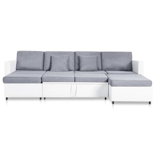 4-Sitzer Ausziehbares Schlafsofa Kunstleder Wei