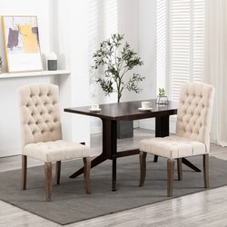Esszimmersthle 2 Stk. Beige Leinenoptik Stoff