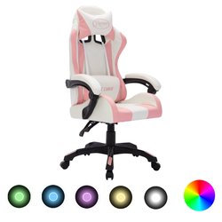 Gaming-Stuhl mit RGB LED-Leuchten Rosa und Schwarz...
