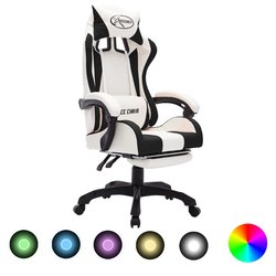 Gaming-Stuhl mit RGB LED-Leuchten Schwarz und Wei...