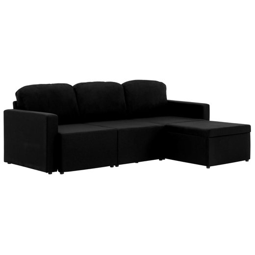 Modulares 3-Sitzer-Schlafsofa Schwarz Stoff