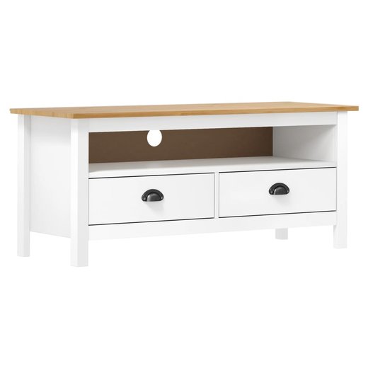 TV-Schrank Hill Range Wei 110x40x47 cm Kiefer Massivholz