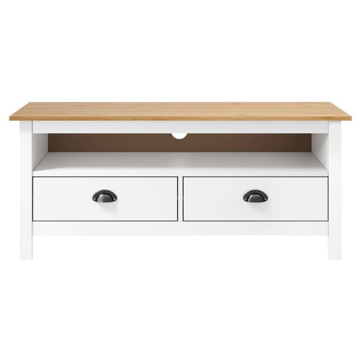 TV-Schrank Hill Range Wei 110x40x47 cm Kiefer Massivholz