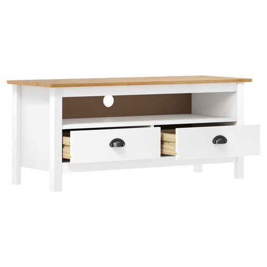 TV-Schrank Hill Range Wei 110x40x47 cm Kiefer Massivholz