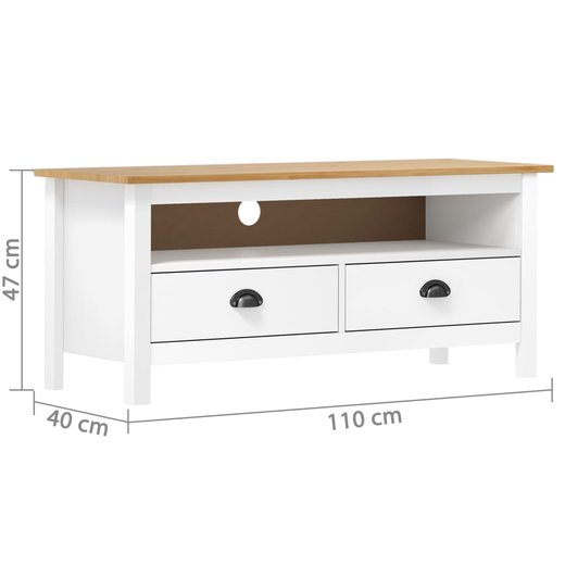 TV-Schrank Hill Range Wei 110x40x47 cm Kiefer Massivholz