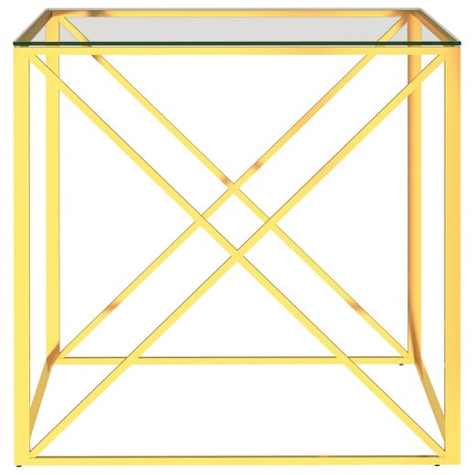 Couchtisch Golden 55x55x55 cm Edelstahl und Glas