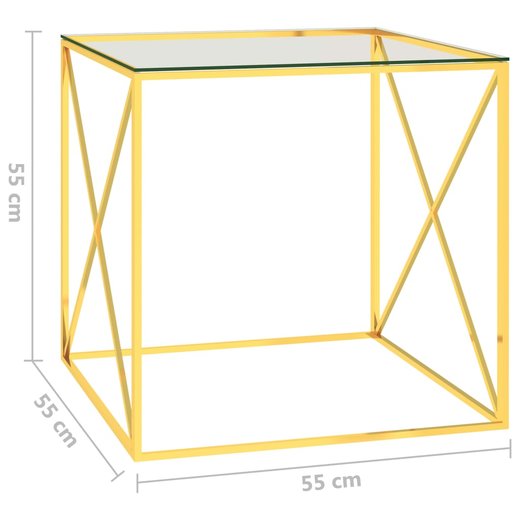 Couchtisch Golden 55x55x55 cm Edelstahl und Glas