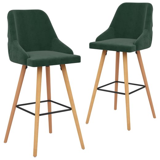 Barhocker 2 Stk. Dunkelgrn Samt
