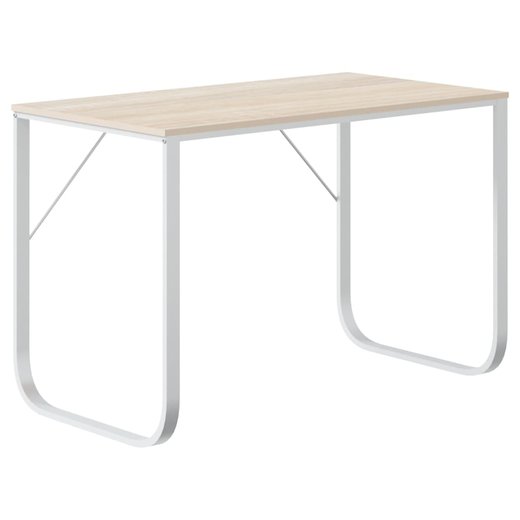 Computertisch Wei und Eiche-Optik 110x60x73 cm Spanplatte