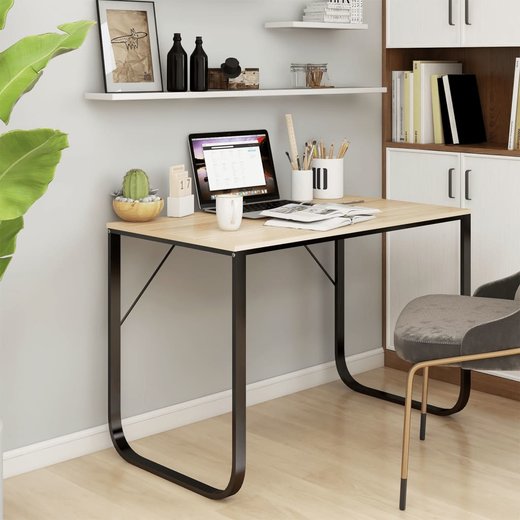 Computertisch Schwarz und Eiche-Optik 110x60x73 cm Spanplatte