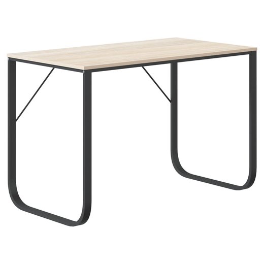 Computertisch Schwarz und Eiche-Optik 110x60x73 cm Spanplatte
