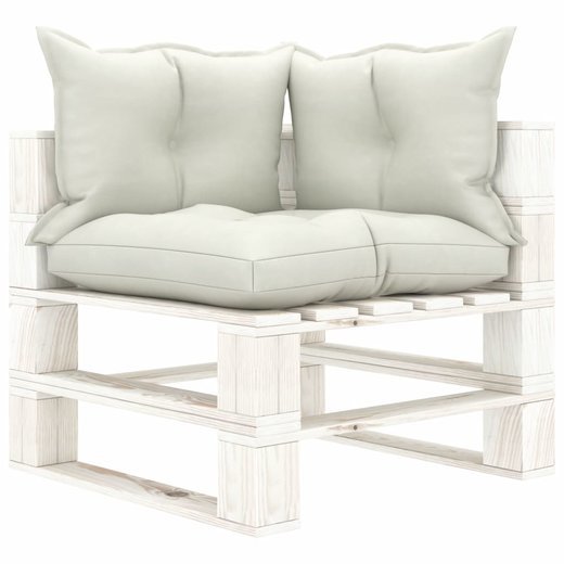 Garten-Palettensofa 2-Sitzer mit Beigen Kissen Holz