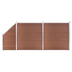 WPC Zaun-Set 2 Quadrate + 1 Schrge 446x186 cm Braun
