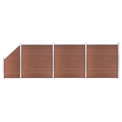 WPC Zaun-Set 3 Quadrate + 1 Schrge 619x186 cm Braun
