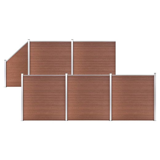 WPC Zaun-Set 5 Quadrate + 1 Schrge 965x186 cm Braun
