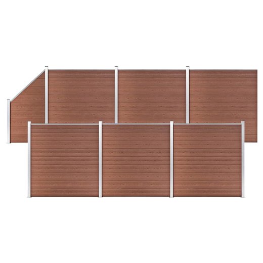 WPC Zaun-Set 6 Quadrate + 1 Schrge 1138x186 cm Braun