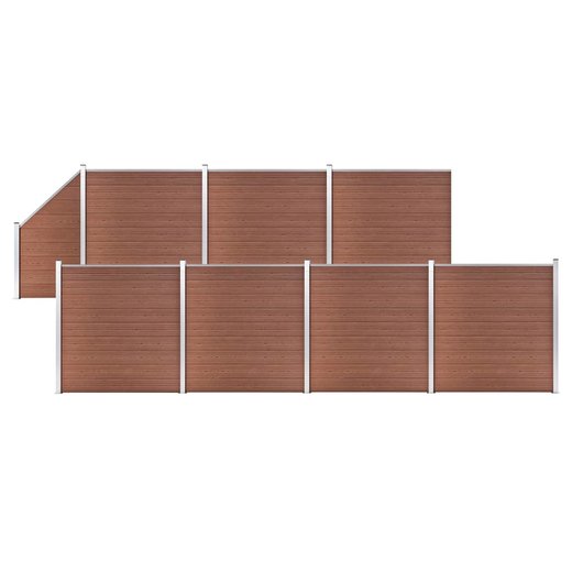 WPC Zaun-Set 7 Quadrate + 1 Schrge 1311x186 cm Braun