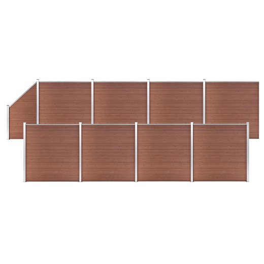 WPC Zaun-Set 8 Quadrate + 1 Schrge 1484x186 cm Braun