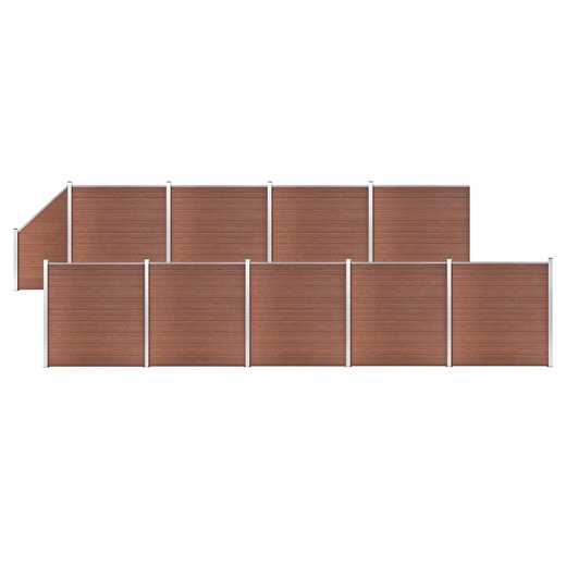WPC Zaun-Set 9 Quadrate + 1 Schrge 1657x186 cm Braun