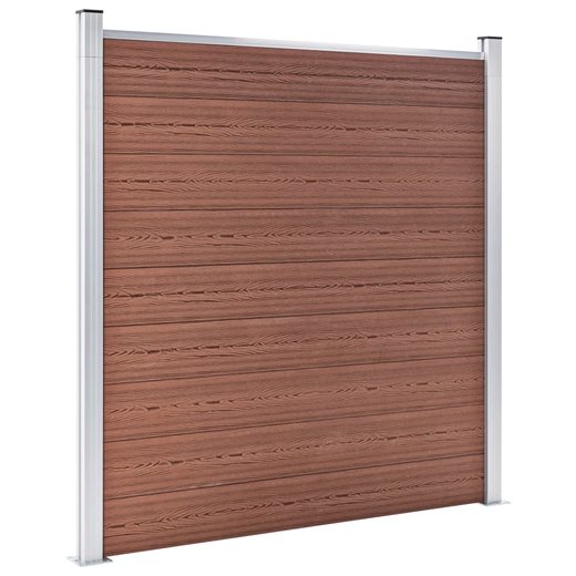 WPC Zaun-Set 9 Quadrate + 1 Schrge 1657x186 cm Braun