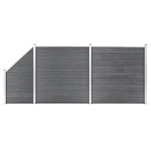 WPC Zaun-Set 2 Quadrate + 1 Schrge 446x186 cm Grau