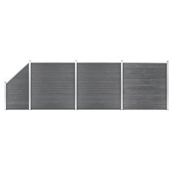 WPC Zaun-Set 3 Quadrate + 1 Schrge 619x186 cm Grau