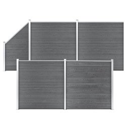 WPC Zaun-Set 4 Quadrate + 1 Schrge 792x186 cm Grau