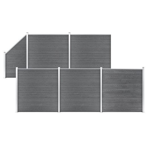WPC Zaun-Set 5 Quadrate + 1 Schrge 965x186 cm Grau