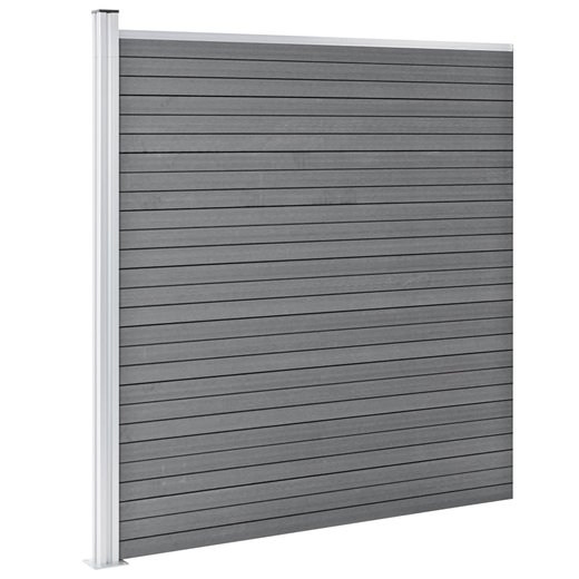 WPC Zaun-Set 5 Quadrate + 1 Schrge 965x186 cm Grau