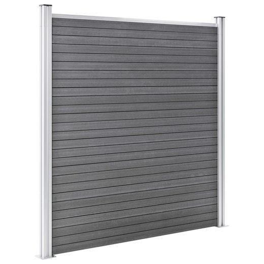 WPC Zaun-Set 5 Quadrate + 1 Schrge 965x186 cm Grau