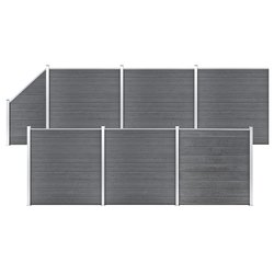 WPC Zaun-Set 6 Quadrate + 1 Schrge 1138x186 cm Grau