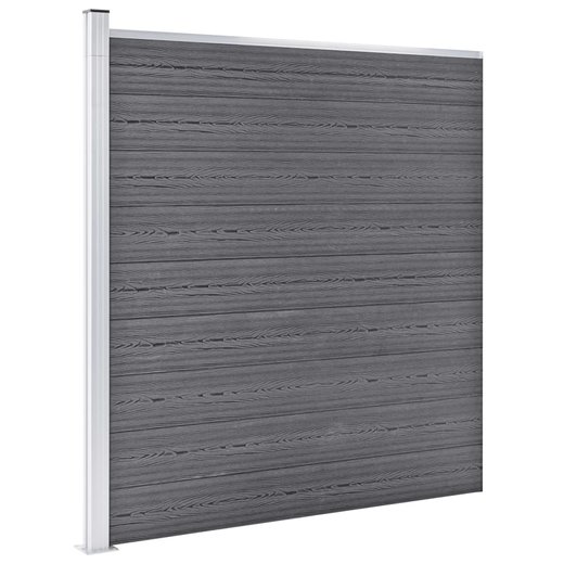 WPC Zaun-Set 7 Quadrate + 1 Schrge 1311x186 cm Grau