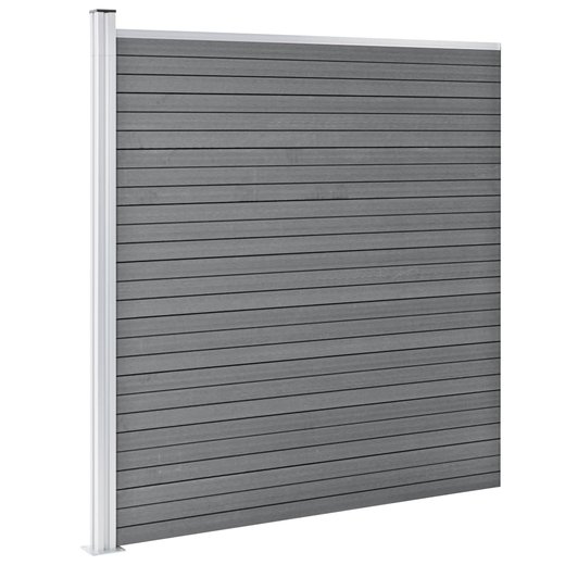WPC Zaun-Set 7 Quadrate + 1 Schrge 1311x186 cm Grau