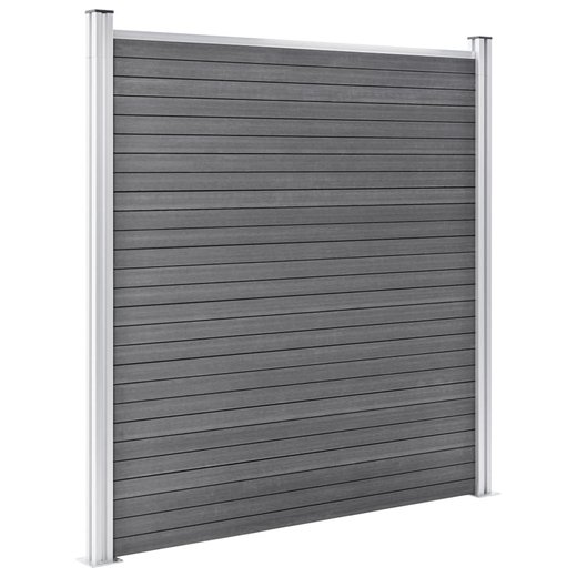 WPC Zaun-Set 7 Quadrate + 1 Schrge 1311x186 cm Grau