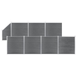 WPC Zaun-Set 7 Quadrate + 1 Schrge 1311x186 cm Grau
