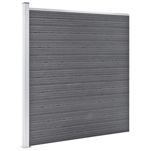 WPC Zaun-Set 8 Quadrate + 1 Schrge 1484x186 cm Grau