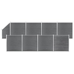 WPC Zaun-Set 8 Quadrate + 1 Schrge 1484x186 cm Grau