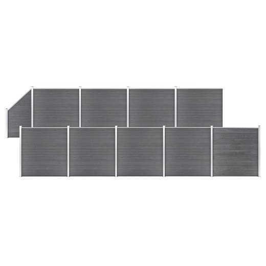 WPC Zaun-Set 9 Quadrate + 1 Schrge 1657x186 cm Grau