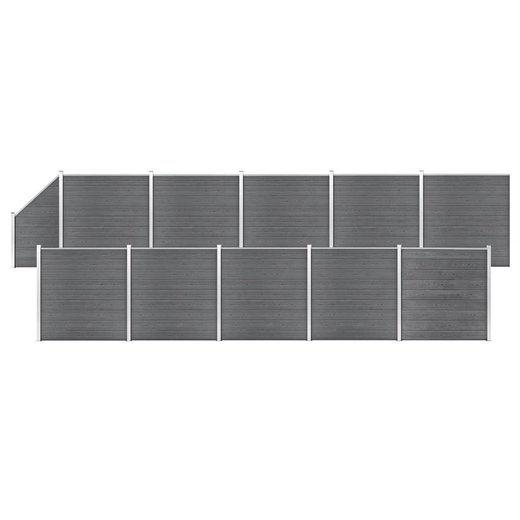 WPC Zaun-Set 10 Quadrate + 1 Schrge 1830x186 cm Grau