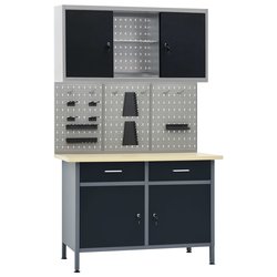 Werkbank mit 3 Werkzeugwnden und 1 Wandschrank