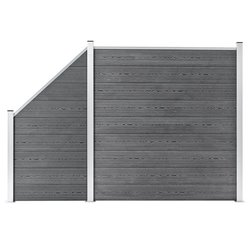 WPC Zaun-Set 1 Quadrat + 1 Schrge 273x186 cm Grau