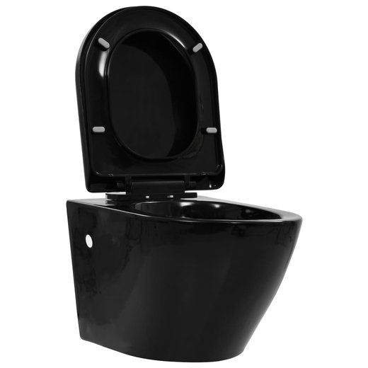 Hnge-Toilette mit Unterputzsplkasten Keramik Schwarz
