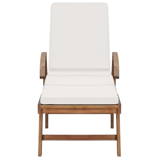 Sonnenliegen mit Auflagen 2 Stk. Massivholz Teak Cremewei