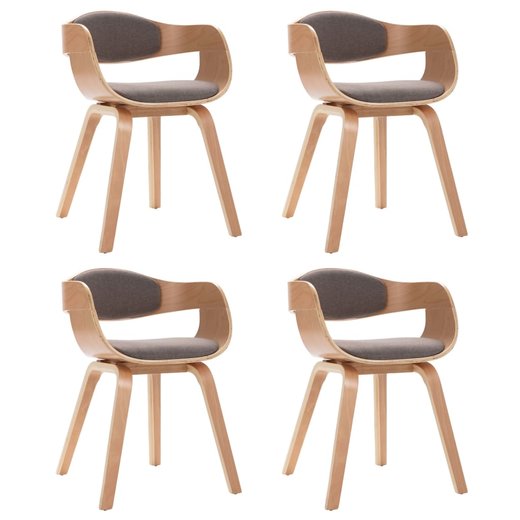 Esszimmersthle 4 Stk. Bugholz und Taupe Stoff
