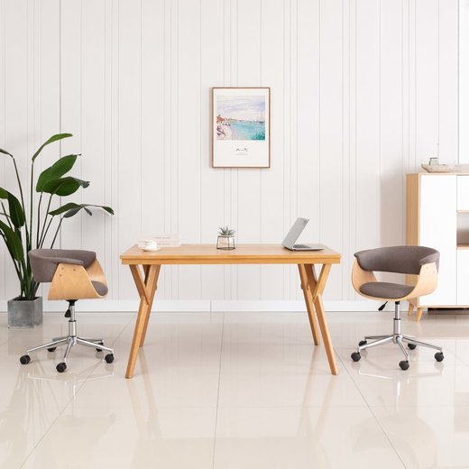 Drehbarer Brostuhl Taupe Bugholz und Stoff