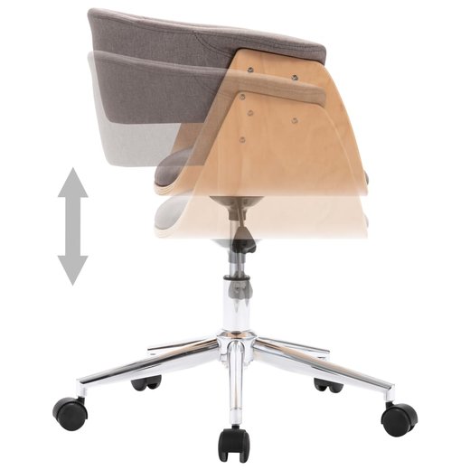 Drehbarer Brostuhl Taupe Bugholz und Stoff