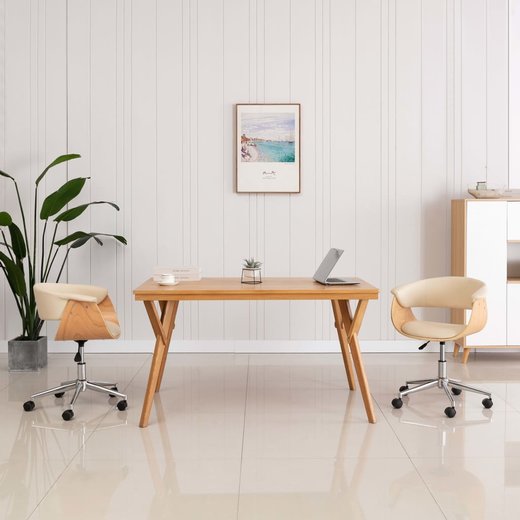 Drehbare Esszimmersthle 2 Stk. Creme Kunstleder