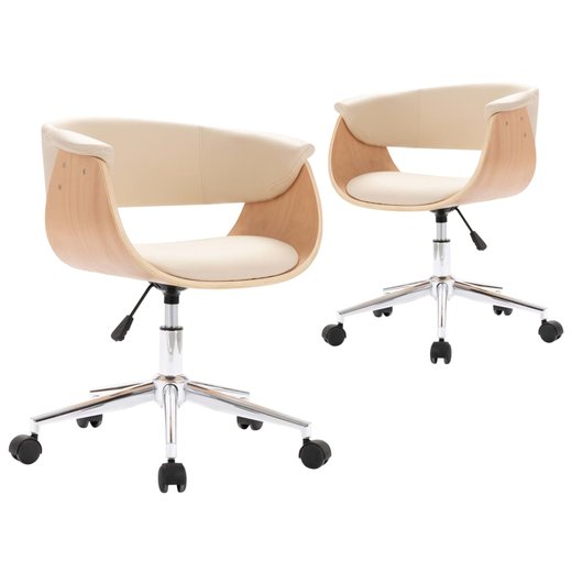 Drehbare Esszimmersthle 2 Stk. Creme Kunstleder