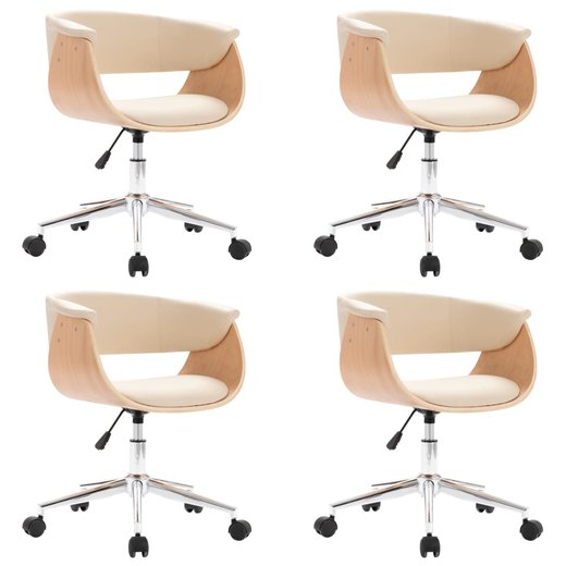 Drehbare Esszimmersthle 4 Stk. Creme Kunstleder