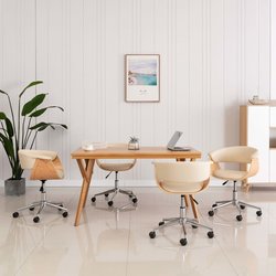 Drehbare Esszimmersthle 4 Stk. Creme Kunstleder